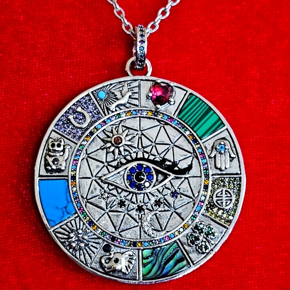 925 SILVER LUCKY FORTUNE CRYSTAL EVIL EYE HAMSA TURQUOISE HORSESHOE MOON HEART - Picture 4 of 14